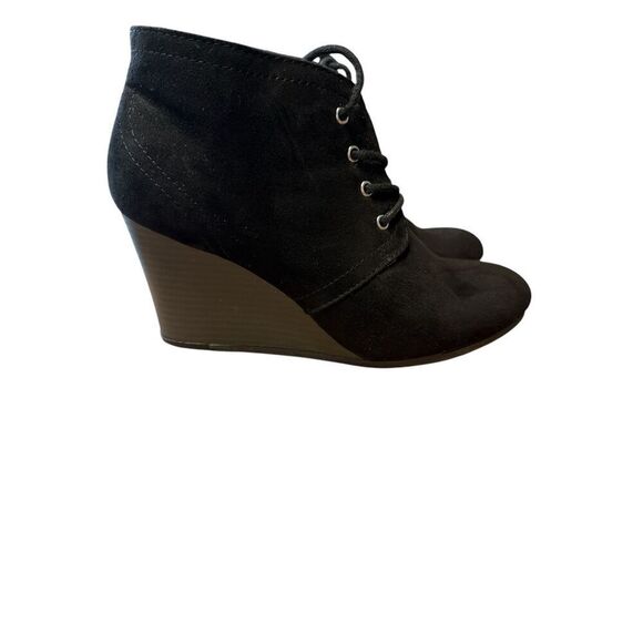 arizona green co.  black wedge boots size 9m lace-up women's memory foam - Picture 1 of 7